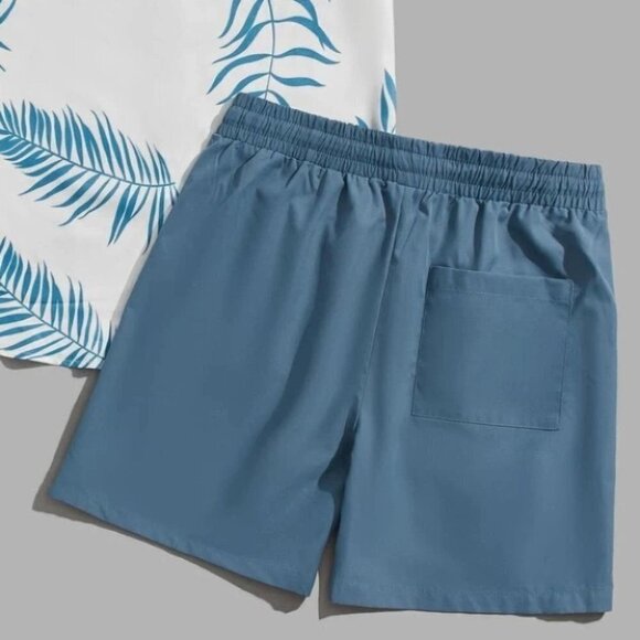 Tropical Print Vacation Style Men's Shirt & Shorts Set - Picture 4 of 6